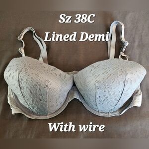 Victoria's Secret Lined Demi Bra Sz 38C NWT Grey